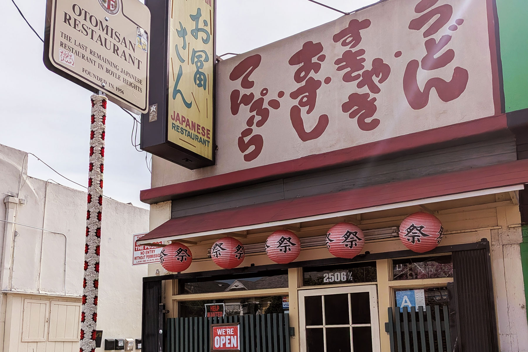 Otomisan Yarnbomb - Temporary Public Art commemorating the oldest Japanese restaurant in Boyle Heights